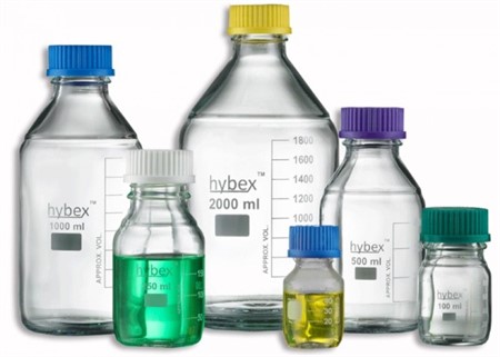 hybex™ Media storage bottle, 100ml with standard (GL45) blue cap, 10/p